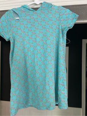 BCBG Aqua Patterned Hooded Short-Sleeve Girls' Dress